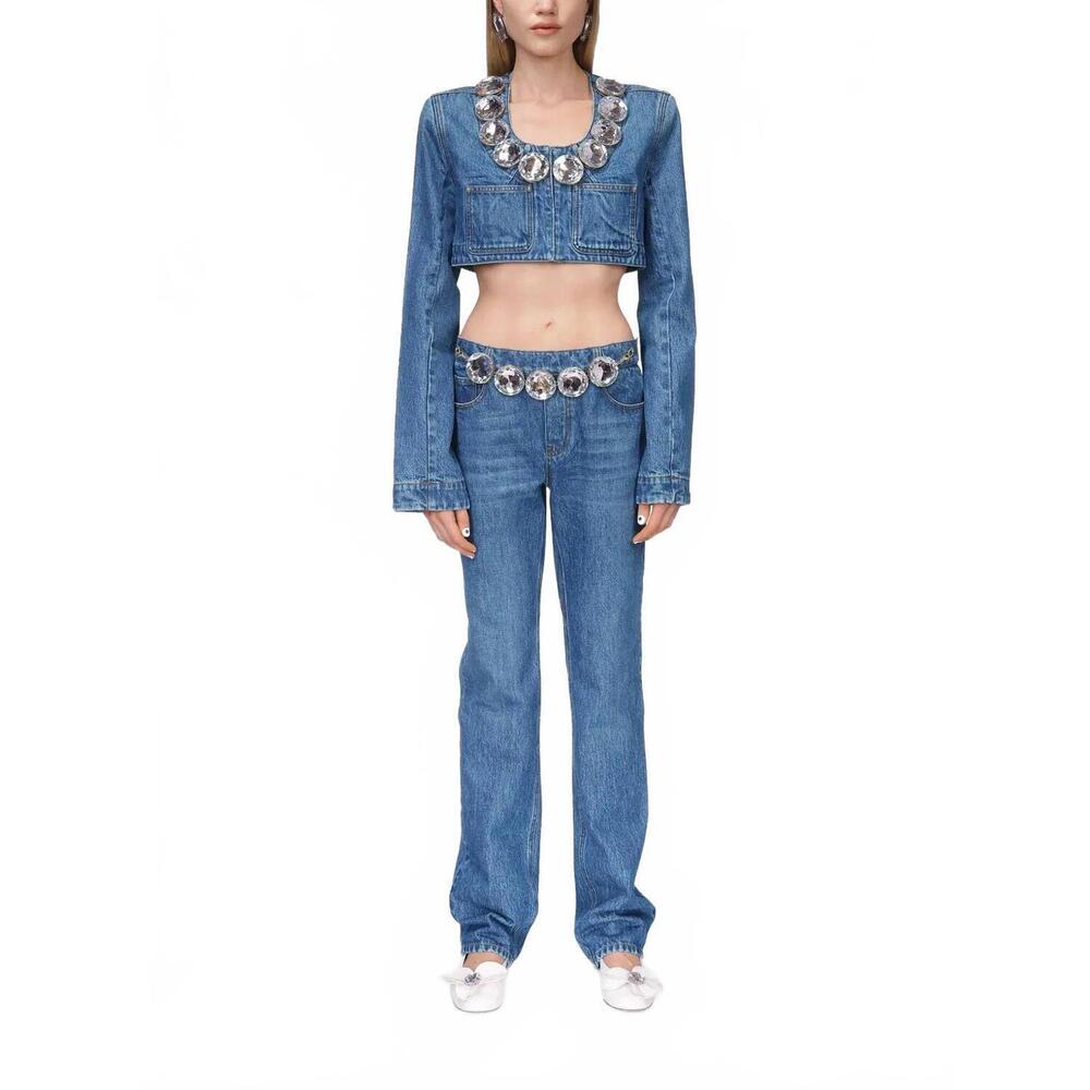 NEW AREA jumbo crystal jean in blue